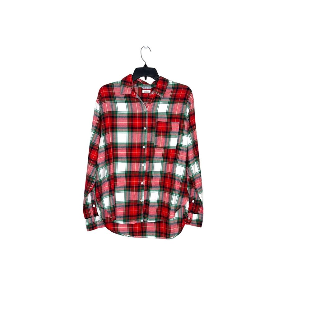 Aerie Flannel Pajama Shirt Women's Sz XS Plaid Sleepwear Cozy Comfy Festive NWT